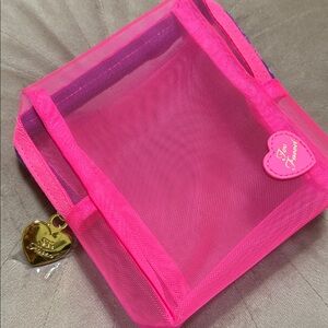 Too Faced Hot Pink Mesh Mini Makeup Bag/ Organizer